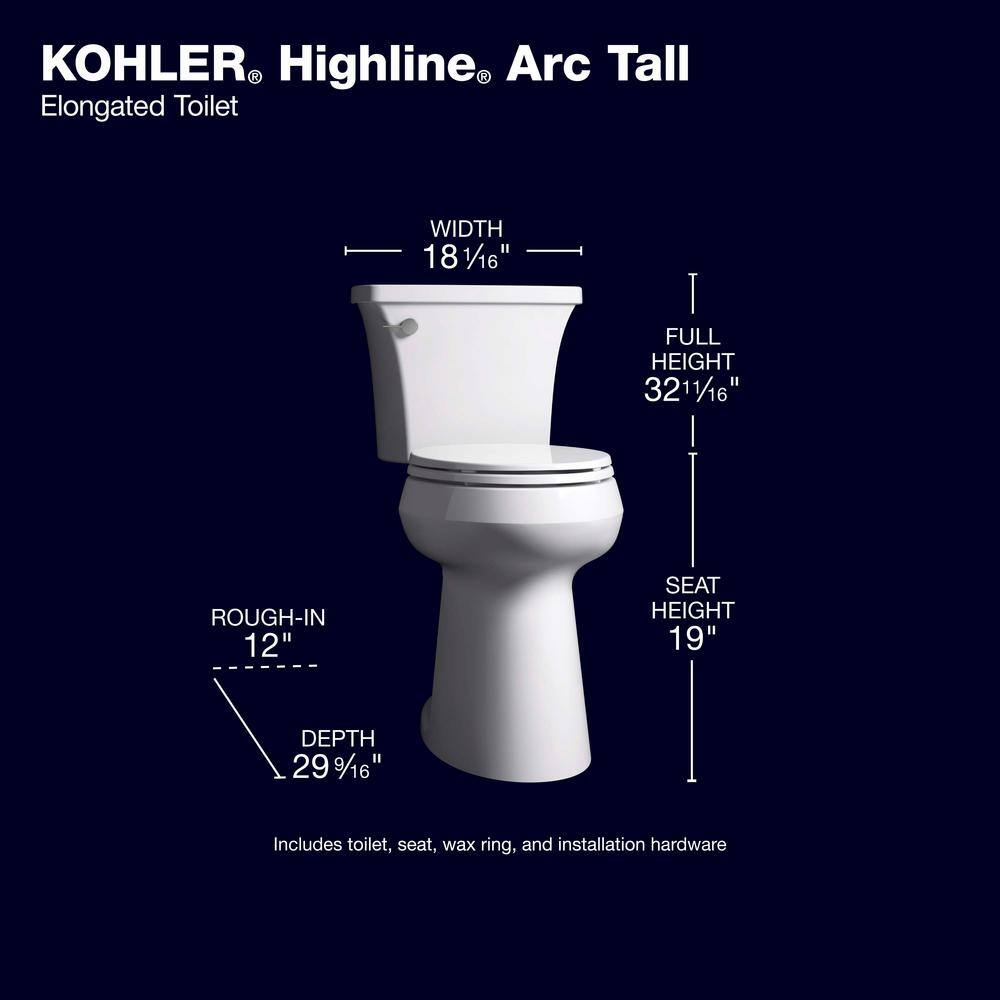Extra Tall Highline Arc Complete Solution 2-piece 1.28 GPF Single Flush Elongated Toilet in White (Seat Included) 78305-0 - Image 4