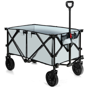 Collapsible Wagon, Folding Utility Wagon Cart w/Universal Wheels & Adjustable Handle & Cover Bag