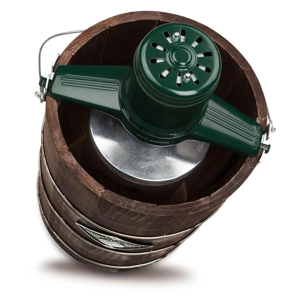 White Mountain 6 Qt. Green and Brown Electric Ice Cream Maker - Image 2
