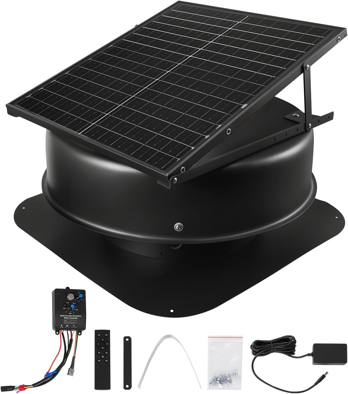 Roof attic exhaust fan, 50-watt intelligent solar roof ventilation fan, equipped with thermostat, remote control, 3000 cubic feet per minute airflow, built-in smoke sensor and automatic stop function (for cooling and dehumidification) - Image 4