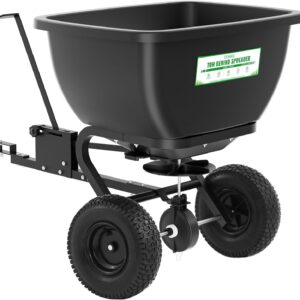 Tow Behind Broadcast Spreader, 200 LB Capacity,Fertilizer Spreader Holds up to 550 lbs with 13" Pneumatic Tires and Adjustable Flow Control Lever,for Fertilizer, Grass Seed, Salt, Ice Melt, Lawn