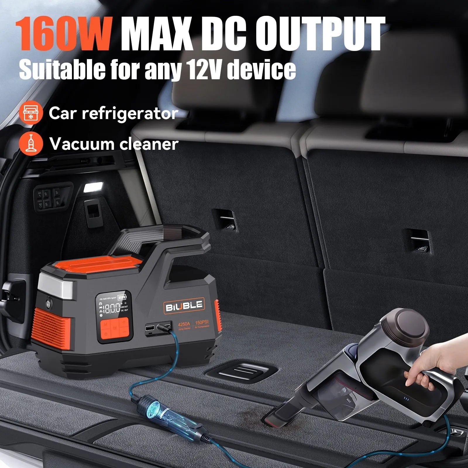 Car Jump Starter with Air Compressor, 4500A Peak 26800mAh 12V Auto with 150PSI Tire Inflator(up to All Gas or 10.0L Diesel Engine) - Image 3