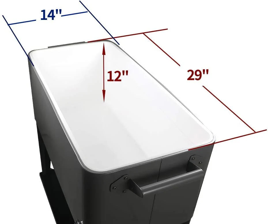 80 Quart Rolling Cooler Cart for Outdoor Patio Deck Party, Portable Party Bar Cold Drink Beverage Cart - Image 6