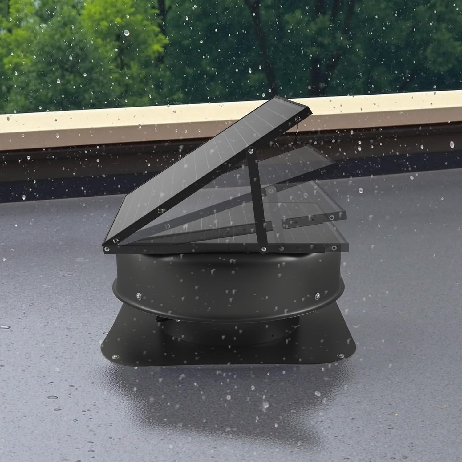 Roof attic exhaust fan, 50-watt intelligent solar roof ventilation fan, equipped with thermostat, remote control, 3000 cubic feet per minute airflow, built-in smoke sensor and automatic stop function (for cooling and dehumidification) - Image 5