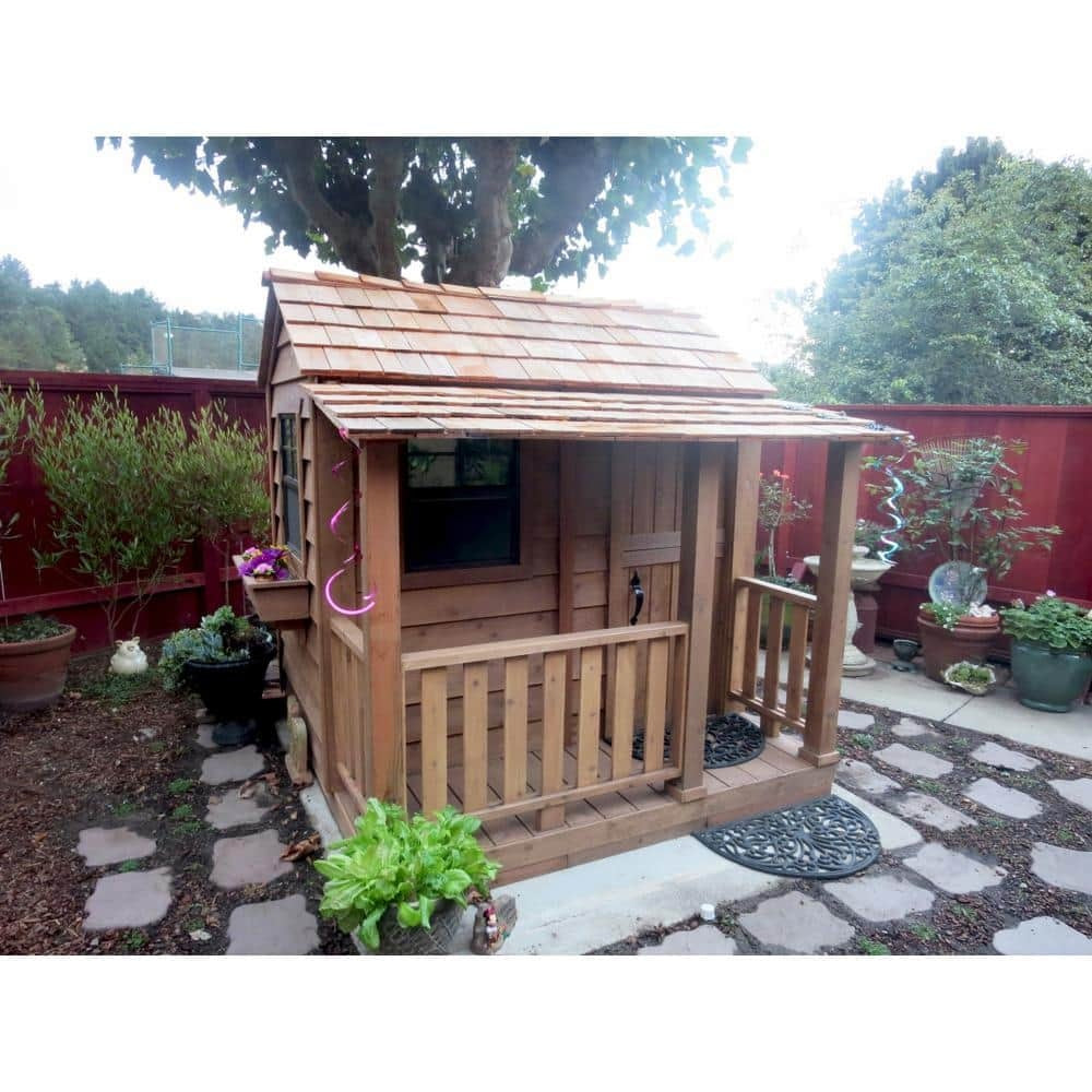 Outdoor Living Today Little Squirt 6 ft. Cedar Playhouse with Windows and Dutch Door - Image 4