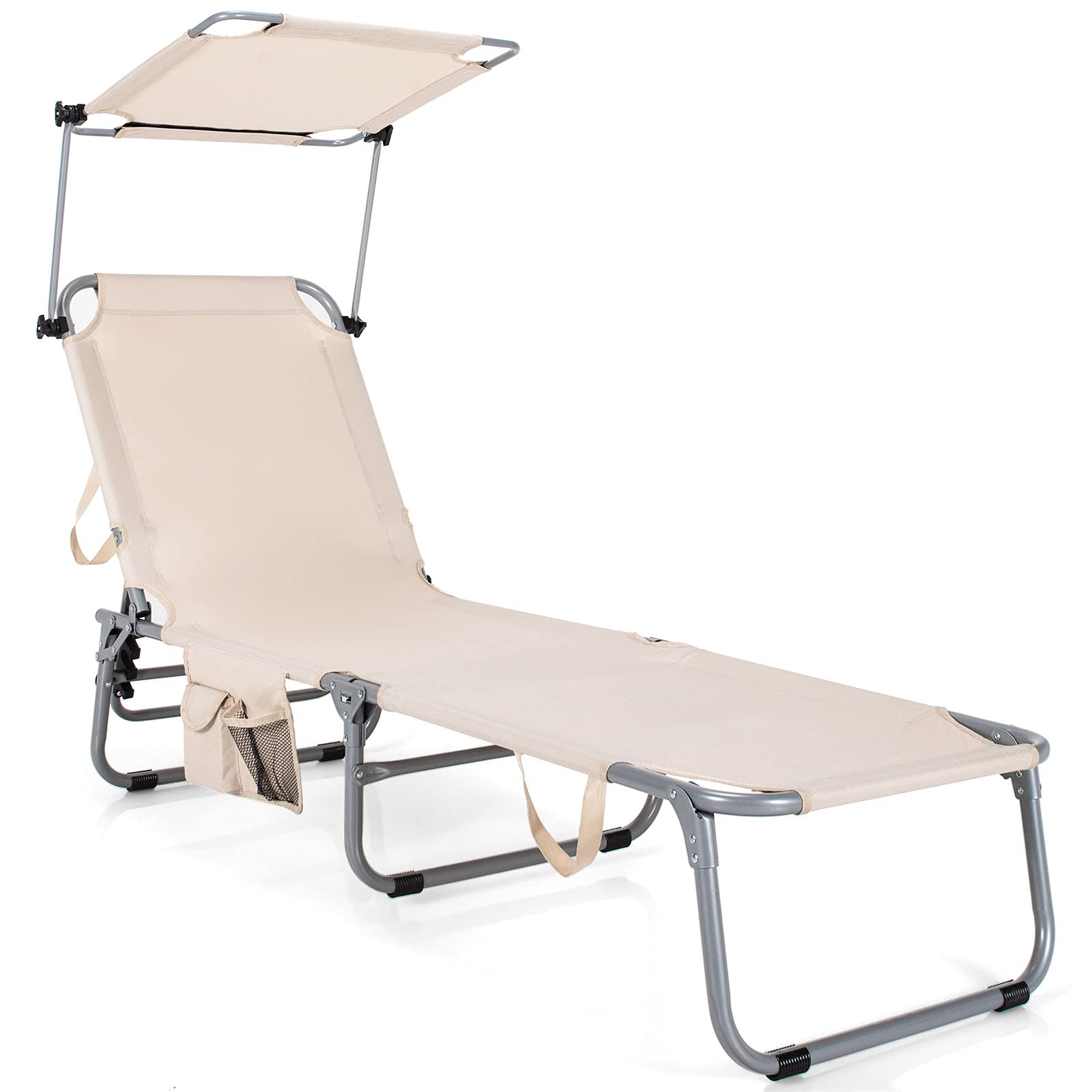 Folding Lounge Chair w/Shade Canopy and Storage Pocket - Image 11