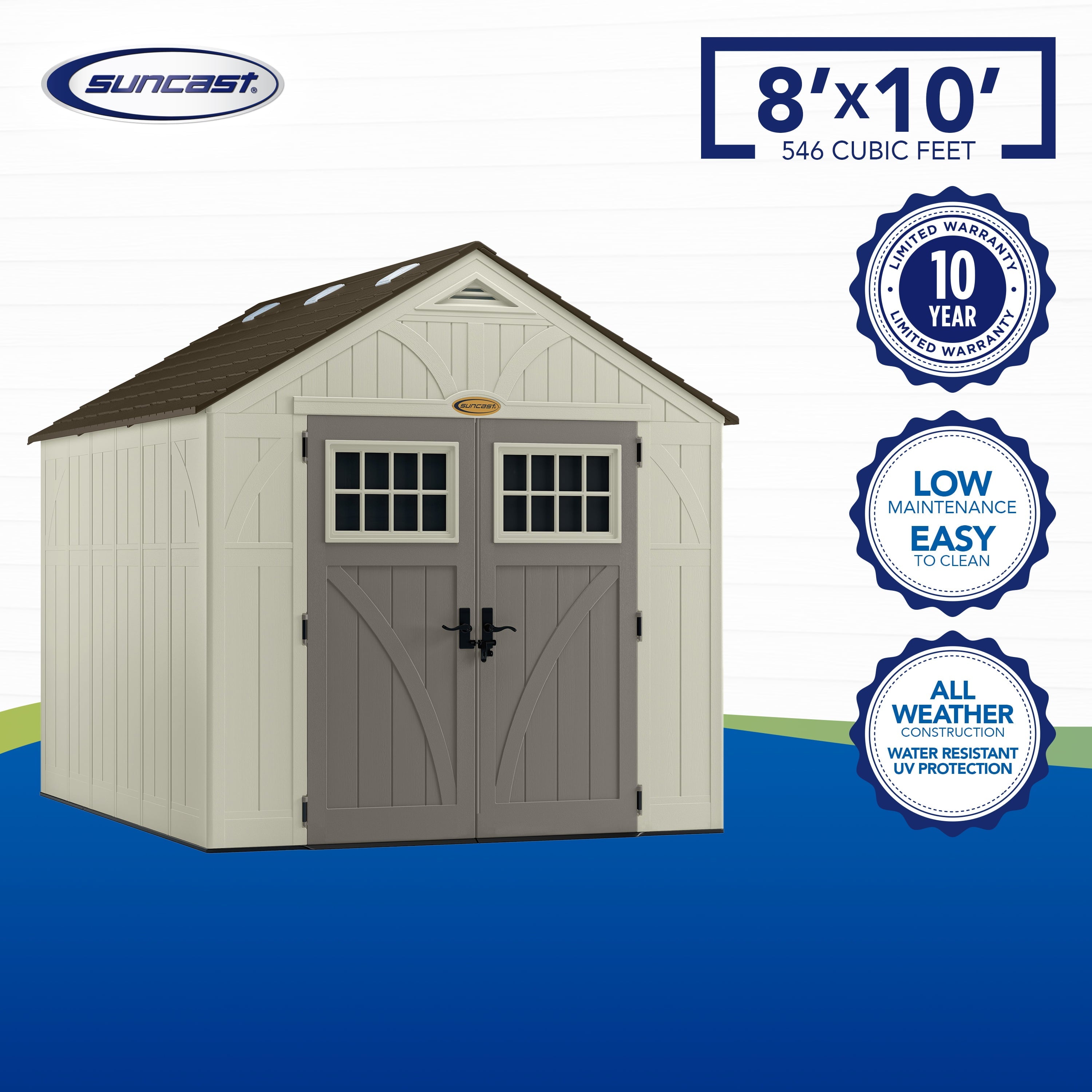 Suncast 8 x 10 ft. Metal and Resin Storage Shed, Vanilla - Image 9