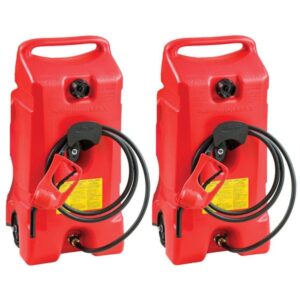 14 Gallon Portable Gas Fuel Tank with Pump, 2 Pack, Red
