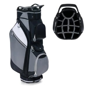 Golf Cart Bag with 14-Way Top Dividers, Golf Club Bag with 7 Zippered Pockets Including Cooler Bag
