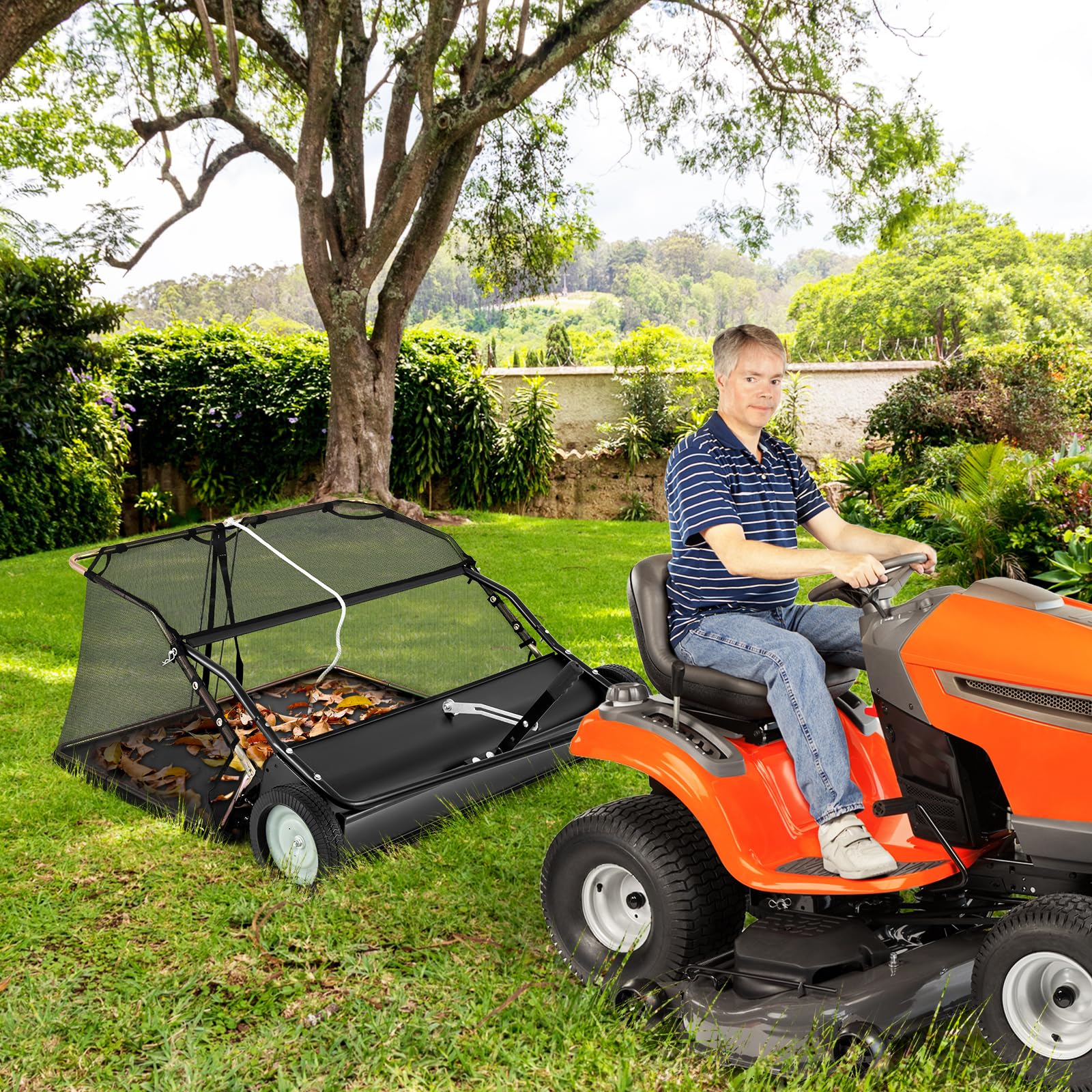 Lawn Sweeper Tow Behind with Large-Capacity Hopper Bag - Image 9