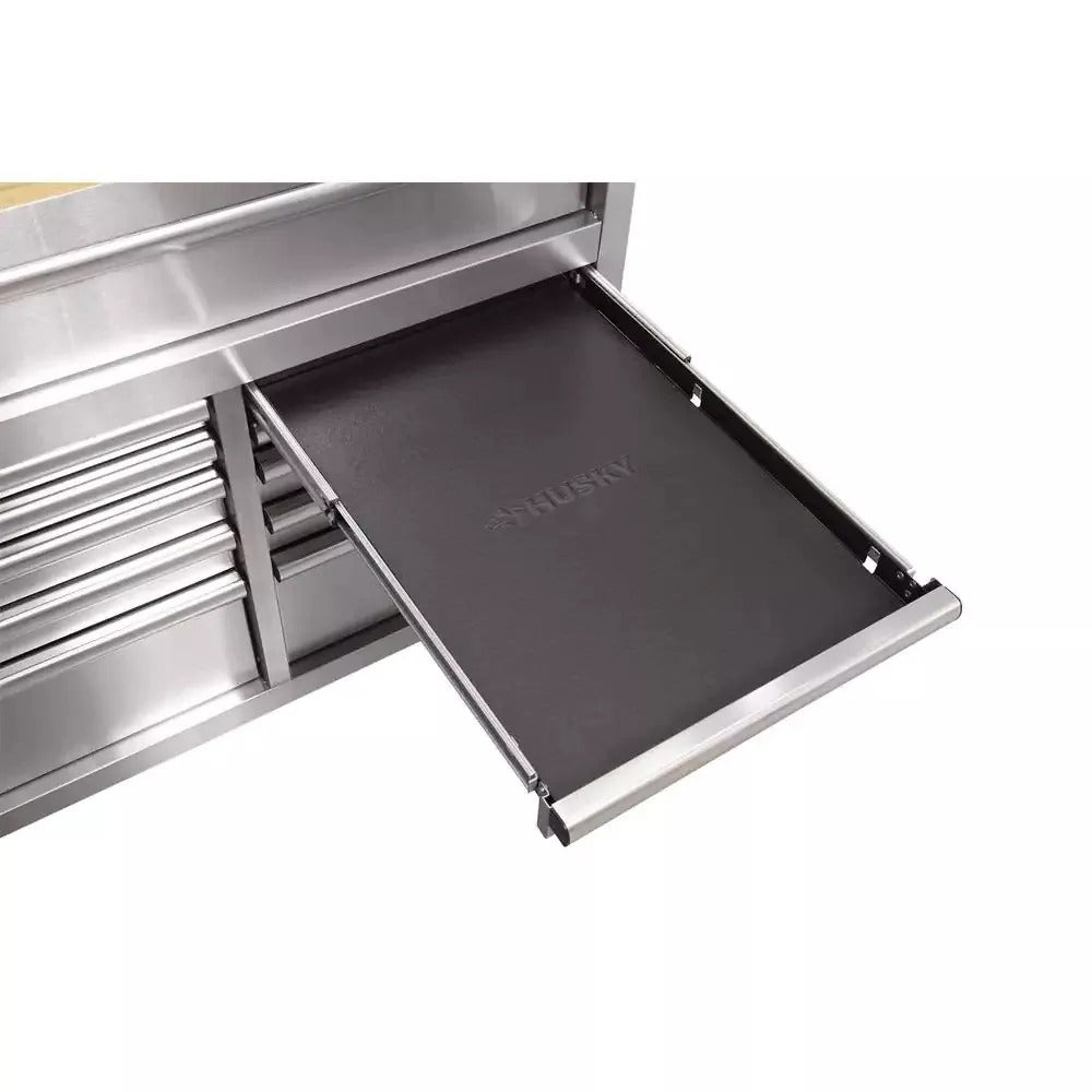 72 in 18-Drawer 24 in. D Mobile Workbench with Solid Wood Top Stainless Steel - Image 8