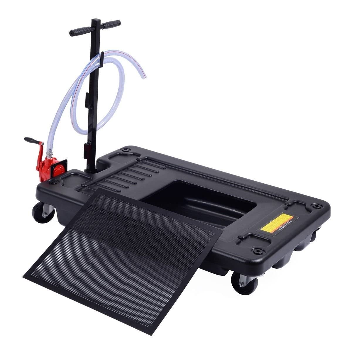 Portable Oil Drain Pan with Pump 17 Gallon Low Profile Oil Change Pan for Truck Car with 8' Hose - Image 12