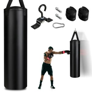 Punching Bag for Adults, 63LBS Filled Hanging Boxing Bag Set with 12OZ Boxing Gloves & 95" Hand Wraps