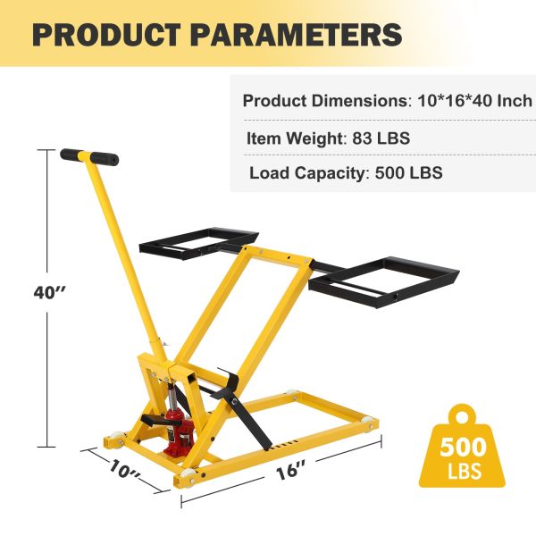 Lawn Mower Lift with Hydraulic Jack, 26 Inches Lawn Mower Lift, Welded Solid Steel Construction, Weight Capacity 500 LBS, for Riding Lawn Mowers Tractors, ATVs Maintenance - Image 7