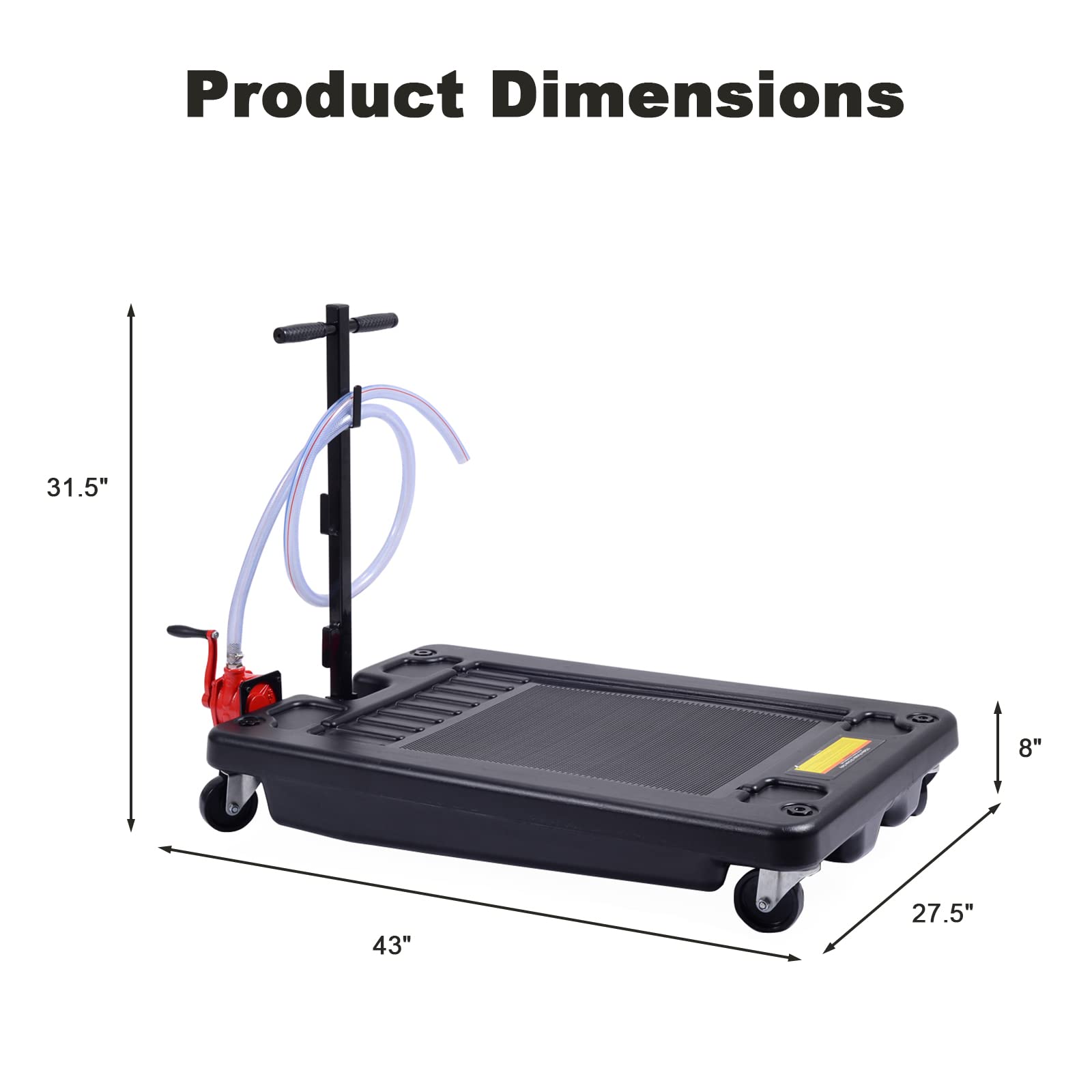 Portable Oil Drain Pan with Pump 17 Gallon Low Profile Oil Change Pan for Truck Car with 8' Hose - Image 9