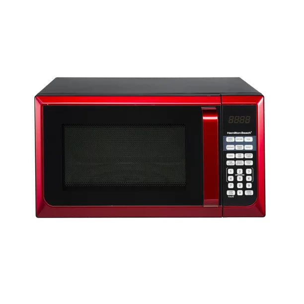 Beach Stainless Steel 0.9 Cu. ft. Red Microwave Oven, Red Stainless Steel