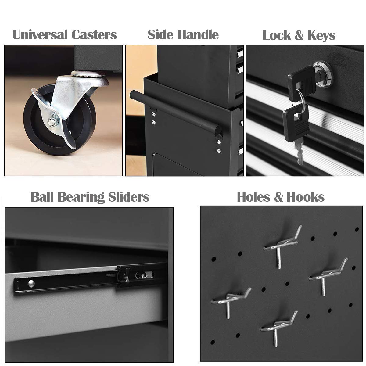 2PCS Rolling Tool Chest, 6-Drawer Toolbox Set of 2 - Image 2