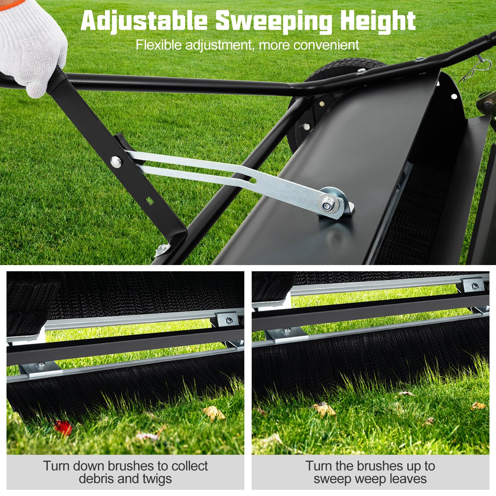 Lawn Sweeper Tow Behind with Large-Capacity Hopper Bag - Image 4