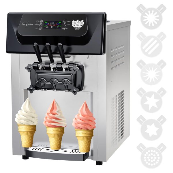 2200W Commercial Ice Cream Machine, 3 Flavor Soft Serve Ice Cream Machine, 5.3-7.4 Gal/Hr, with LCD Touch Screen, Automatic Cleaning, High Productivity for Home Snack Bar & Restaurants - Image 7