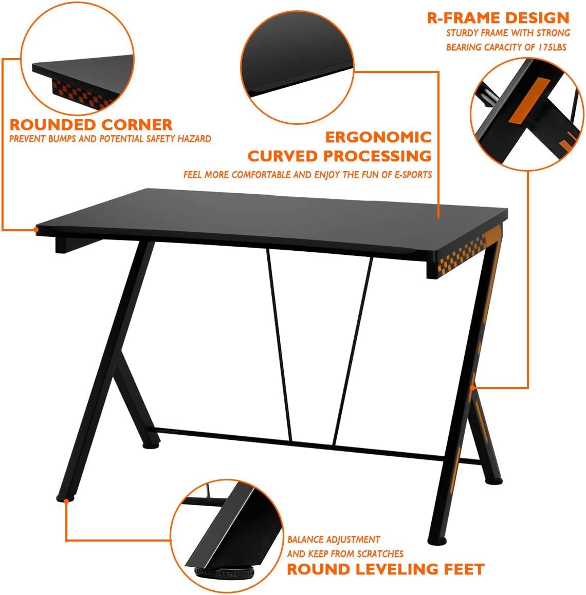Gaming Desk & Chair Combo Set, Racing Style Home Office Gamer Workstation w/Massage Lumbar Support & Headrest - Image 8