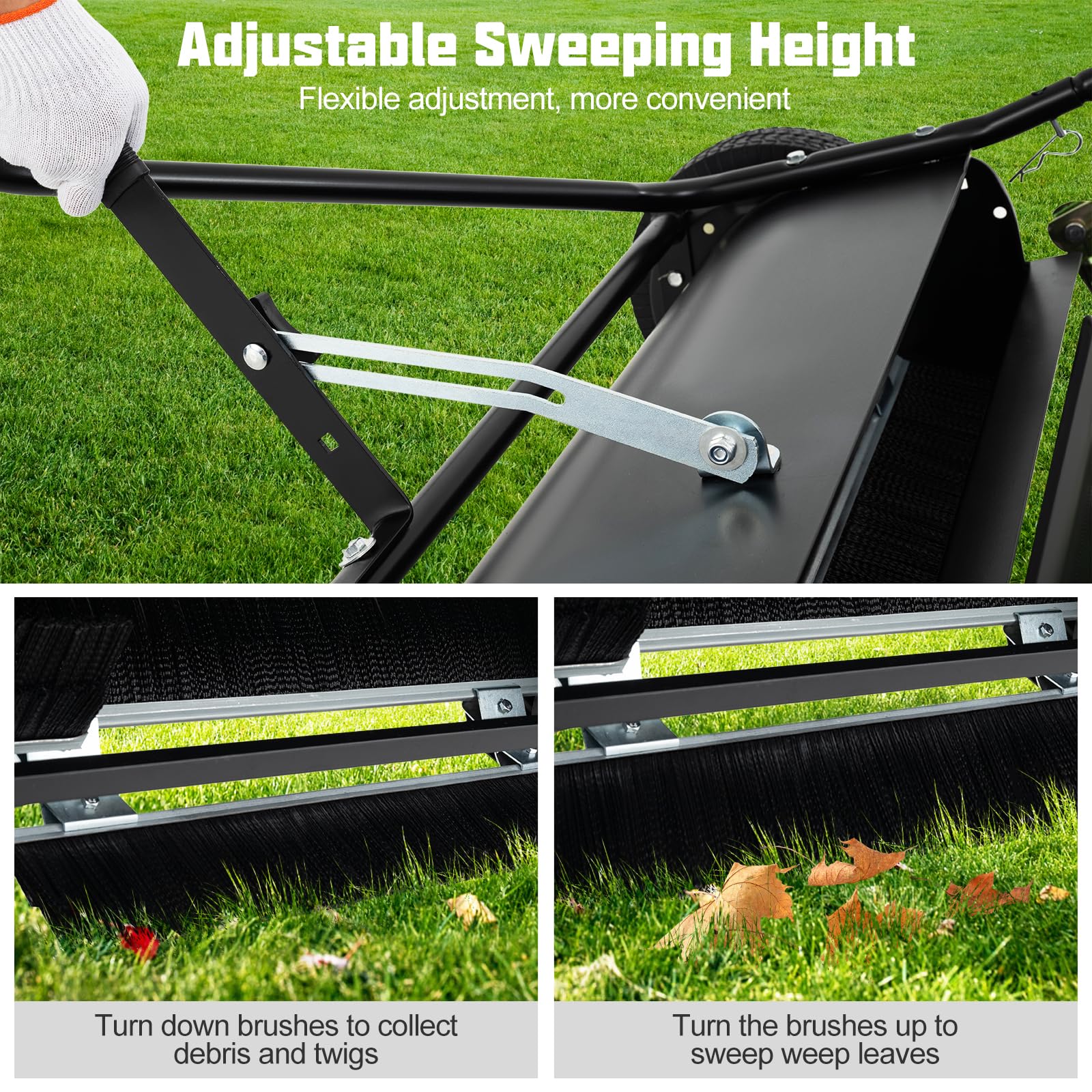 Lawn Sweeper Tow Behind with Large-Capacity Hopper Bag - Image 16