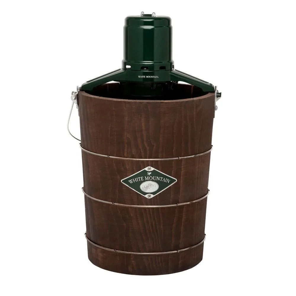 White Mountain 6 Qt. Green and Brown Electric Ice Cream Maker - Image 3